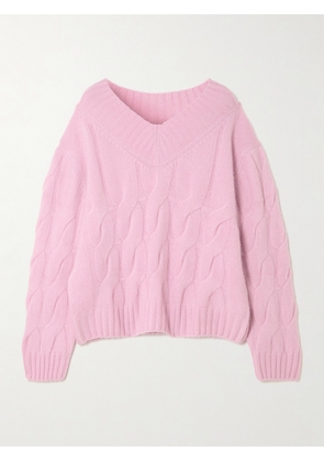 Allude - Cable-knit Cashmere And Silk-blend Sweater - Pink - x small,small,medium,large,x large