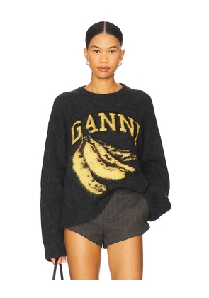 Ganni Fine Brushed Alpaca Banana Oversized O-neck in Charcoal. Size S/M. Also in XXS/XS.