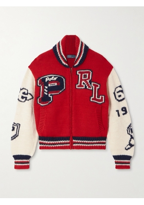 Polo Ralph Lauren - Intarsia Wool-blend Cardigan - Red - x small,small,medium,large,x large