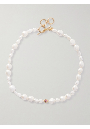 Pacharee - Gold-plated, Pearl And Tourmaline Necklace - Ivory - One size