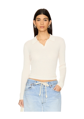 Guest In Residence Long Sleeve Cashmere Shrunken Polo in Cream. Size L. Also in XL.