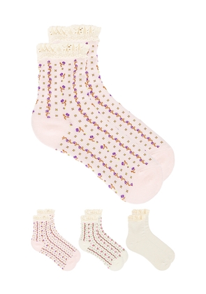 Free People Ruffle Sock Pack in Ivory.