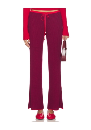 Frankies Bikinis Lochlin Knit Pant in Burgundy. Size M. Also in S, XS.