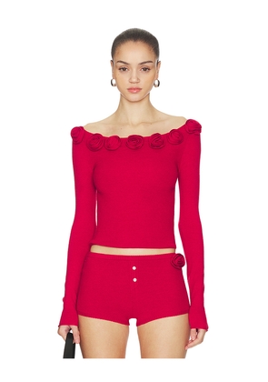 Frankies Bikinis Rose Long Sleeve Shirt in Red. Size S. Also in XS.