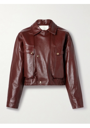 RÙADH - The Haddow Cropped Leather Jacket - Burgundy - x small,small,medium,large