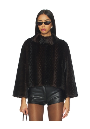 jocelyn Faux Mink Pullover Sweatshirt in Chocolate. Size M. Also in S, XS.