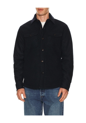 Faherty Range Fleece Lined Shacket in Blue. Size L. Also in M, S, XL/1X.