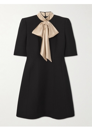 Valentino Garavani - Bow-detailed Wool And Silk-blend Mini Dress - Black - IT36,IT38,IT40,IT42,IT44