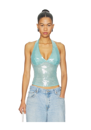 Free People x REVOLVE Dance Til Dawn Halter Top In Capri in Baby Blue. Size L. Also in M, S, XL, XS.