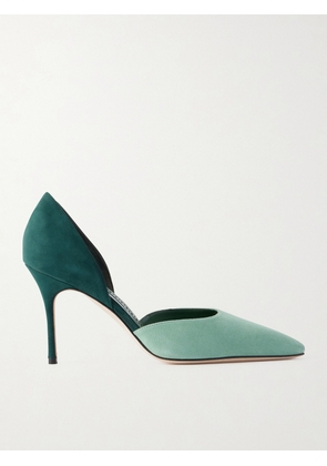 Manolo Blahnik - Taylerbinu 90 Two-tone Suede Pumps - Green - IT36,IT36.5,IT37,IT37.5,IT38,IT38.5,IT39,IT39.5,IT40,IT40.5,IT41,IT41.5,IT42
