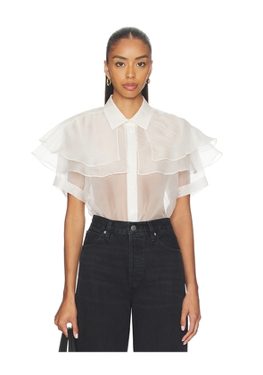 FRAME Organza Cape Top in Cream. Size L. Also in M, S, XL, XS.