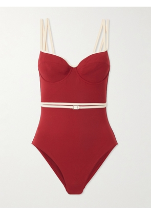 Eres - Reinette Gia Belted Two-tone Swimsuit - Red - FR 38,FR 40,FR 42,FR 44