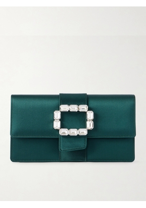 Manolo Blahnik - Maycapjou Crystal-embellished Satin Clutch - Green - One size