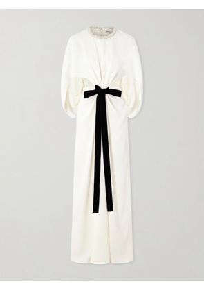 SIMKHAI - Annette Cape-effect Crystal-embellished Crepe Gown - Ivory - US0,US2,US4,US6,US8,US10