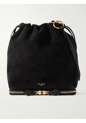 Alaïa - Le Pochon Leather-trimmed Suede Shoulder Bag - Black - One size