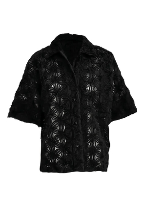 Odeeh flower-motif short-sleeve shirt - Black