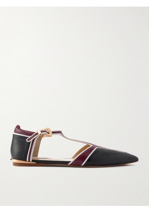 Gabriela Hearst - Leya Moto Color-block Leather Point-toe Flats - Burgundy - IT36,IT36.5,IT37,IT37.5,IT38,IT38.5,IT39,IT39.5,IT40,IT40.5,IT41,IT41.5,IT42