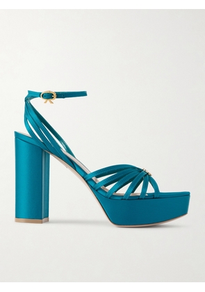 Gianvito Rossi - Rita 110 Satin Platform Sandals - Blue - IT36,IT36.5,IT37,IT37.5,IT38,IT38.5,IT39,IT39.5,IT40,IT40.5,IT41,IT41.5,IT42