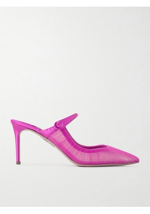 Aquazzura - Voile 75 Satin-trimmed Tulle Mules - Pink - IT36,IT36.5,IT37,IT37.5,IT38,IT38.5,IT39,IT39.5,IT40,IT40.5,IT41,IT41.5,IT42