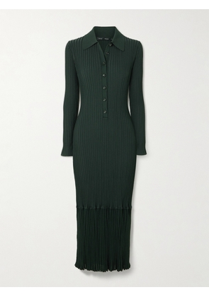 Proenza Schouler - Luiza Ribbed-knit Midi Shirt Dress - Green - x small,small,medium,large,x large