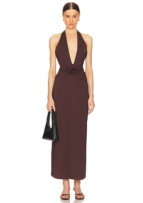 Maygel Coronel Lirio Maxi Dress in Chocolate.