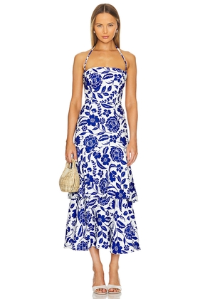 MILLY Flowers Of Spain Linen Dress in Blue. Size 0. Also in 10, 2, 4, 6, 8.