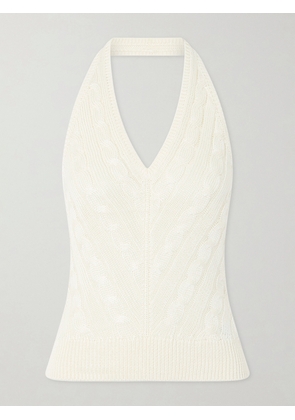 Ralph Lauren Collection - Cable-knit Silk Halterneck Top - Cream - xx small,x small,small,medium,large,x large