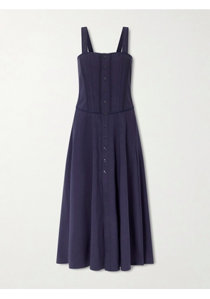 Ralph Lauren Collection - Sophee Pintucked Cotton-blend Jersey Midi Dress - Blue - US0,US2,US4,US6,US8,US10,US12
