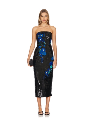 MILLY Kait Vines Of Floral Sequins Dress in Black. Size 10. Also in 2, 4, 6, 8.