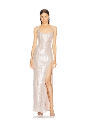 Michael Costello x REVOLVE Dominique Maxi Dress in Metallic Neutral. Size M. Also in XXS.