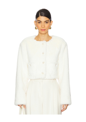 MAJORELLE Vittoria Faux Fur Jacket in Ivory. Size M. Also in L, XL.