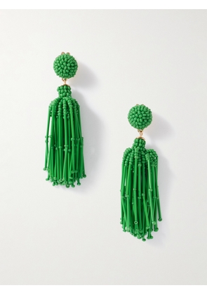 Carolina Herrera - Tasseled Beaded Gold-tone Earrings - Green - One size