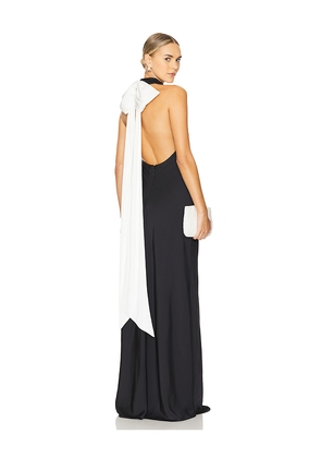 MISHA Evianna Satin Gown in Black. Size L. Also in M, S, XS, XXS.