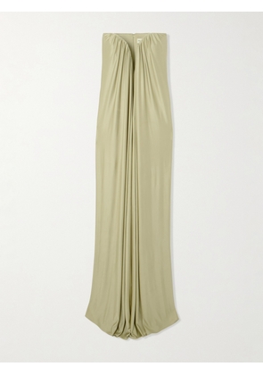 The New Arrivals Ilkyaz Ozel - Olivienne Strapless Pleated Satin Gown - Green - FR 34,FR 36,FR 38,FR 40,FR 42,FR 44