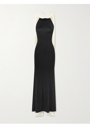 The New Arrivals Ilkyaz Ozel - Leia Draped Two-tone Jersey Gown - Black - FR 34,FR 36,FR 38,FR 40,FR 42,FR 44