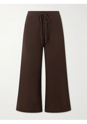 Nili Lotan - Kiki Cropped Cotton-jersey Track Pants - Brown - x small,small,medium,large,x large