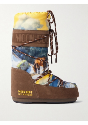 Moon Boot - + Guest In Residence Icon Postcard Suede-trimmed Printed Shell Snow Boots - Brown - EU 35/38,EU 39/41,EU 42/44