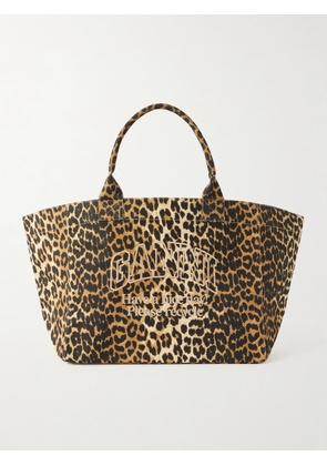 GANNI - Shopper Xxl Embroidered Leopard-print Cotton-canvas Tote - Animal print - One size
