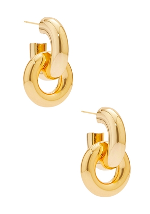 MEGA Double Hoop Earrings in Metallic Gold.
