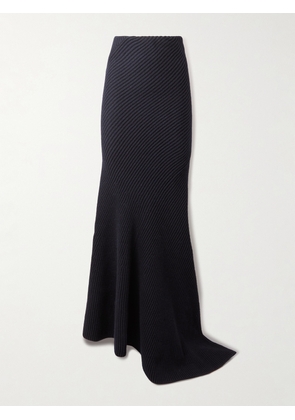 Alaïa - Asymmetric Ribbed Wool And Cashmere-blend Skirt - Blue - FR 34,FR 36,FR 38,FR 40,FR 42