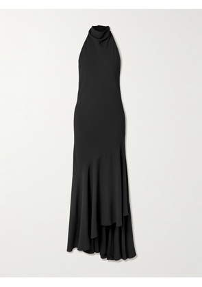 Alaïa - Open-back Asymmetric Ribbed Wool Maxi Dress - Black - FR 34,FR 36,FR 38,FR 40,FR 42,FR 44