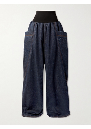Alaïa - Jersey-trimmed High-rise Wide-leg Jeans - Blue - FR 34,FR 36,FR 38,FR 40,FR 42