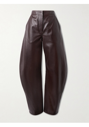 Alaïa - Leather Barrel-leg Pants - Brown - FR 34,FR 36