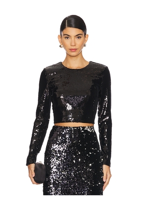 L'AGENCE Rogan Crop Sequin Long Sleeve Top in Black. Size L. Also in XS.