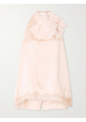 Magda Butrym - Appliquéd Lace-trimmed Silk-satin Halterneck Top - Orange - FR 34,FR 36,FR 38,FR 40,FR 42