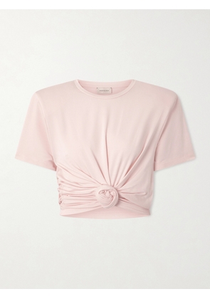 Magda Butrym - Cropped Knotted Jersey T-shirt - Pink - FR 34,FR 36,FR 38,FR 40,FR 42