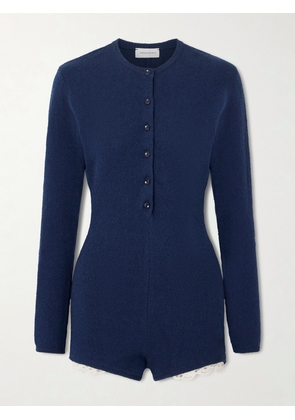 Magda Butrym - Lace-trimmed Cotton-blend Terry Playsuit - Blue - FR 34,FR 36,FR 38,FR 40