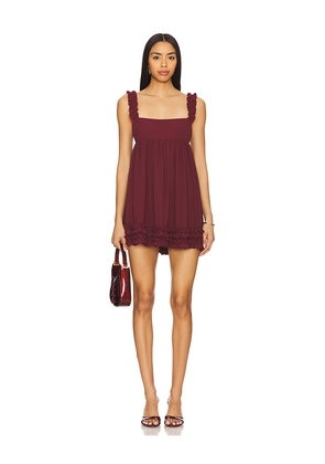 MAJORELLE Chandra Mini Dress in Burgundy. Size L. Also in M, S.