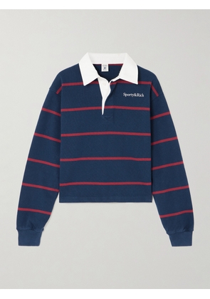 Sporty & Rich - Embroidered Striped Cotton Polo Shirt - Multi - x small,small,medium,large,x large