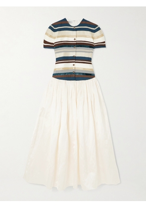 Abadia - Sadu Paneled Satin Midi Dress - Cream - US2,US4,US6,US8,US10